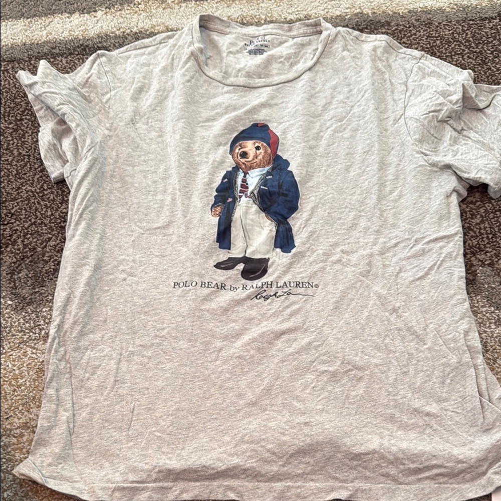 Ralph Lauren Kids Light Gray Polo Bear Tee